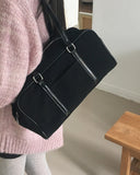 Popat Suede Leather Combi Shoulder Bag