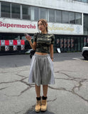 Camo lettering slim crop short sleeves