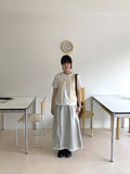 Beku Banding Stripe Lace Long Skirt
