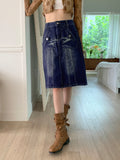 Arkley Y2K Retro Washing Denim Midi Skirt