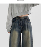 Yellow Teen Washing Long Wide 4 Season Denim Pants