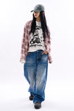 Flannel hooded over check shirt