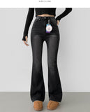Washing Banding Heated Fabric Brushed Span Bootcut Denim Pants