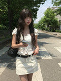 Shaon Punching Frill Lace Off Shoulder Blouse