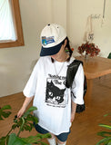 [unisex] Mihu Cat Printing Over Short Sleeve Tee