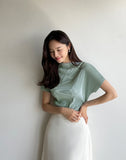 Prina Half Neck Pleated Tee Blouse
