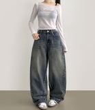 Incision Point Mega Balloon Fit Banding Denim Pants
