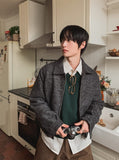 Log Mohair Wool Crop Jacket