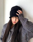 Le Sue Flower Pattern Knit Beanie