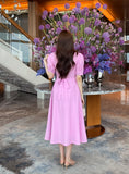 Bellian Shirt Puff Flare Long One Piece