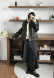 [BELT SET] SLANT STRIPE DRAPE SKIRT