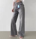 Summer Tencel Back Pocket Span Banding Wide Denim Pants