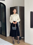 Poche Dot Velvet Tie Brushed Blouse
