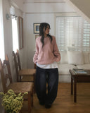 Asean side pintuck snap wide denim pants