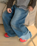 Luaz Washing Wide Denim Pants