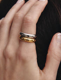 Champagne Full Moon Slim Silver Ring M