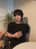 Cave Rib Diagonal Zipper Short Sleeve T-shirt