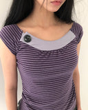 Fuko Striped Button Sleeveless