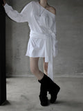 Ille One-Shoulder Knot Long T-Shirt