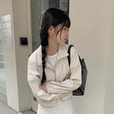 Tyke leather crop blouson jumper