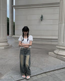 Kanon Washing Denim Wide Pants
