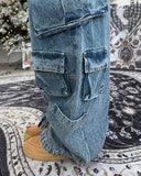 Kens zipper cargo denim pants