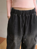 [MADE] Copter Vintage Washing Two-Way Banding Big Cargo Long Wide Denim Pants