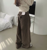 Back Point Adjust Loose Fit Wide 4-Season Cotton Pants
