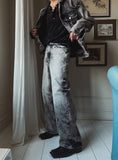 Rick smudging wide denim pants