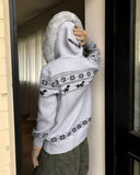 Newa Nordic Fur Two-Way Knit Hooded Zip-Up