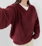 Wool Acrylic Blend V-neck Loose Fit Avant Knit