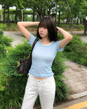 Sherbet Tencel See-Through Short Sleeve
