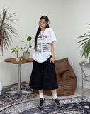 Linen graphic bermuda pants