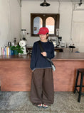 [BAONHAUS] Hokyo Star Color Matching Banding Wide Pants