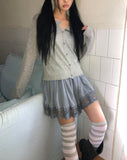 Putine Lace Satin Mini Skirt