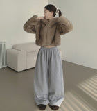 Two-Way Thick Brushed Cut Jogger Wide Banding Pants