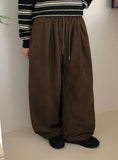 [Unisex] Combs Brushed Corduroy Banding Wide Pants