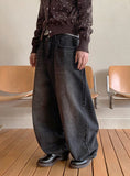 [unisex] Linon Washing Wide Denim Pants