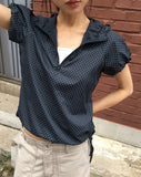 [MADE] Tarot dot shirring ribbon puff half-zip anorak