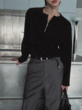 Otsi Ribbed Zipper Henley Neck
