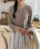 Muted color matching stripe cardigan