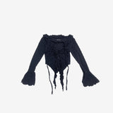 Romenin String Frill Unbalanced T-Shirt