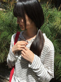 Sayu Stripe Button Hood Long Sleeves