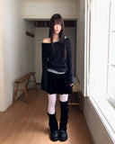 Doyu Velvet Tiered Mini Skirt