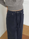Nookan Stopper String Color Cotton Long Wide Pants