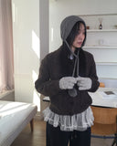 Naming Wool Bocashi Knit Touch Hole Finger Gloves