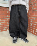 Lilgo Non-Fade Raw Denim Adjust Wide Pants