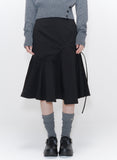 Shirring ruffle midi skirt