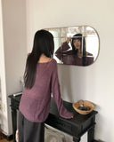 [Strap SET] Nose Flower Boat Neck Loose Fit Long Knit