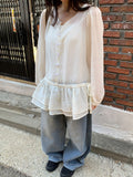 Hailyn Long Sleeve Layered Button Blouse
